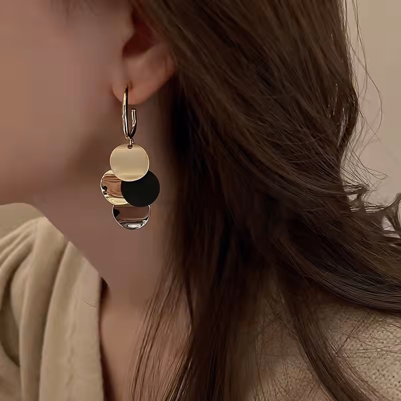 🔥Hot Sale  Metal Disc Tassel Drop Earrings
